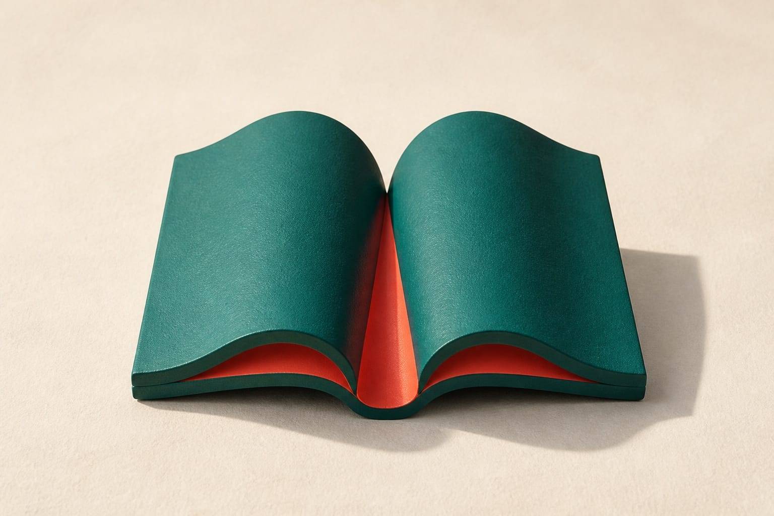 An open book sculpture representing Wayne Wu’s personal site and writing