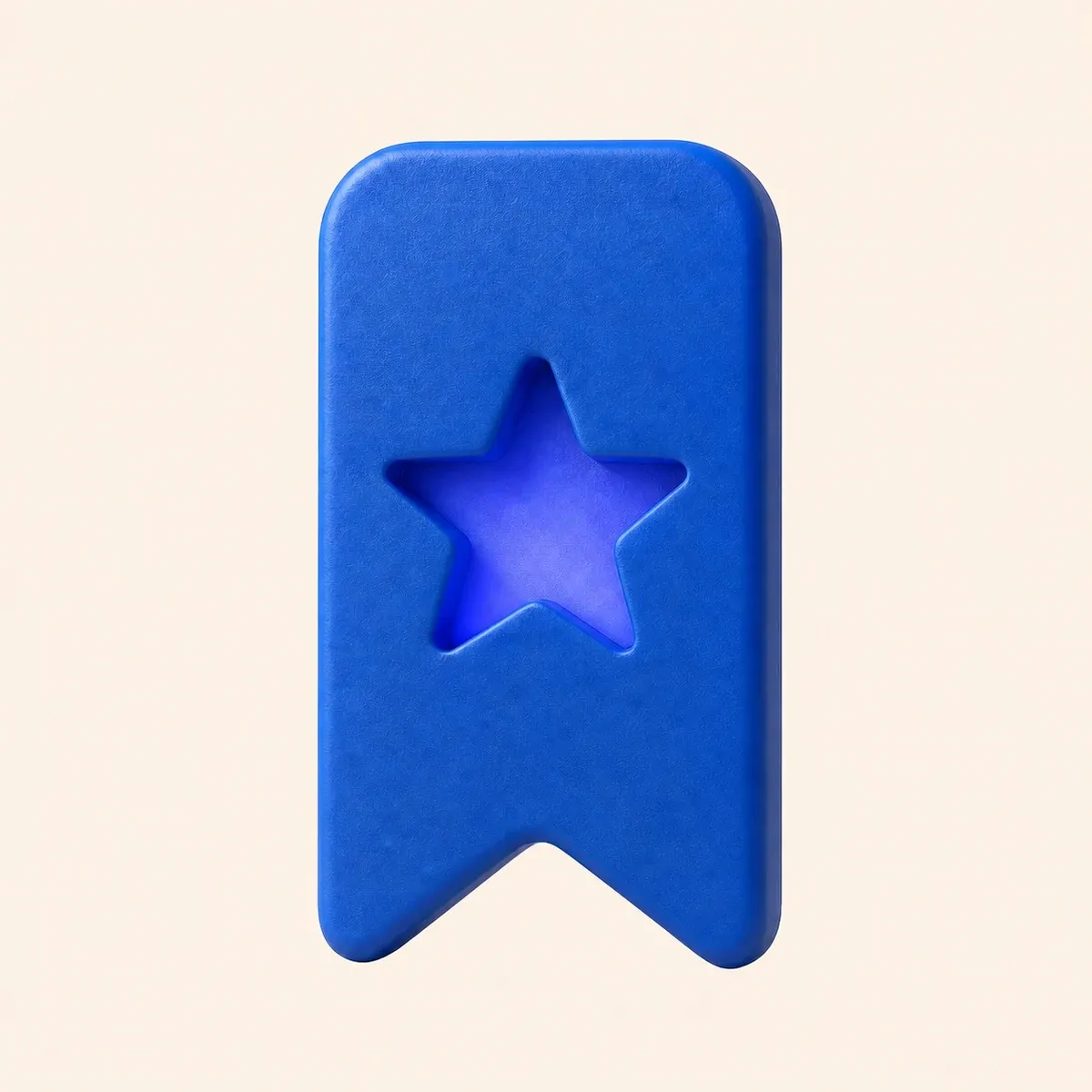Blue bookmark with a glowing star